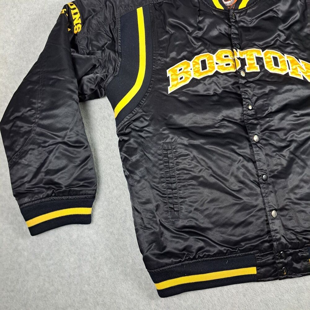 Vtg Boston Bruins G-III & Carl Banks Satin Bomber Jacket Mens L NHL Snap Up - Picture 5 of 16